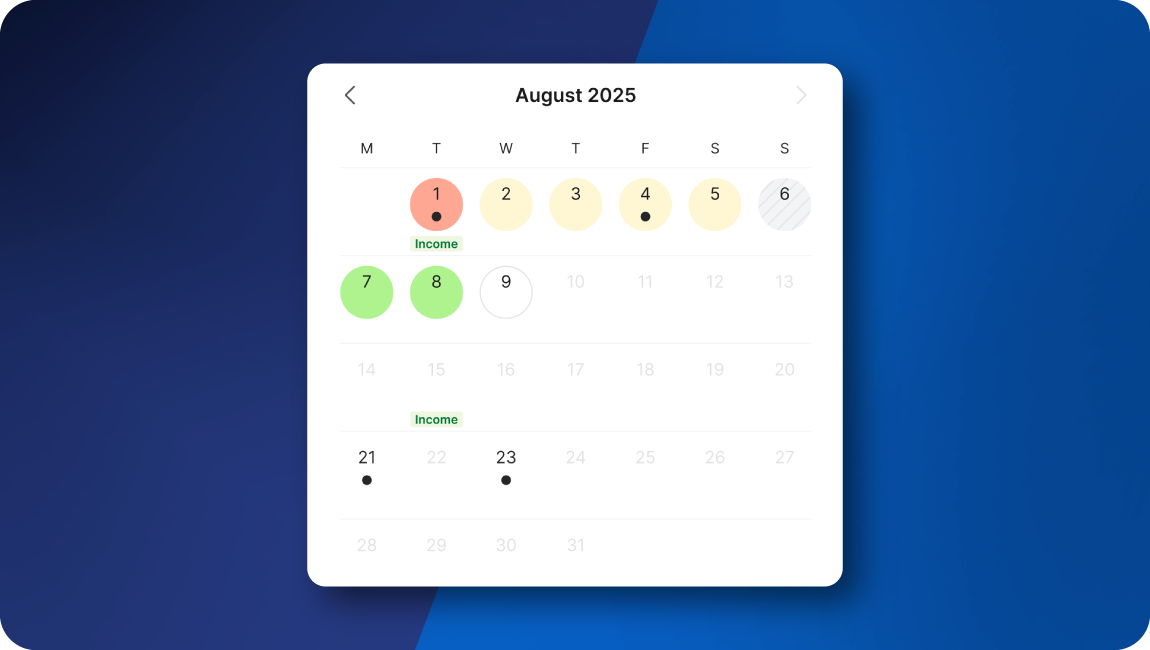 financial calendar widget